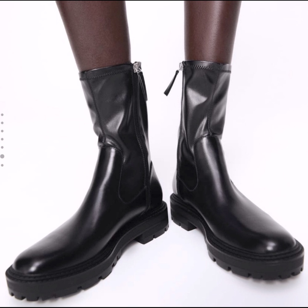 Zara black lug sole boots
